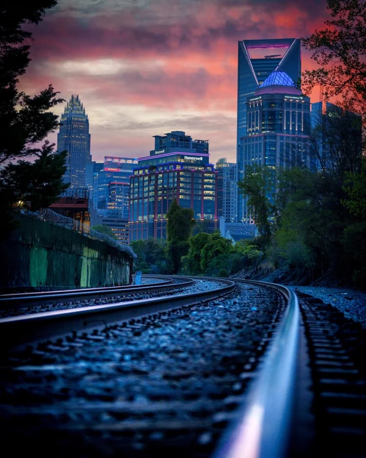 Charlotte skyline at sunset representing Parkside's operating base
